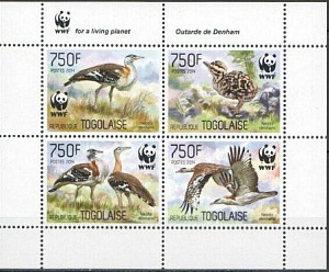 Того, 2014, WWF, Птицы, 4 марки в малом листе
